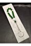 Green Color Glass 15-Piece Rosary Keychain