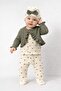 Baby Girl Ruffled Cardigan Patterned Romper Bow Beanie 3-Piece Set - 3