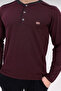 Men's Long Sleeve Placketed Thin 50% Cotton 50% Modal Pajama Set-Burgundy Black-6332 - 6