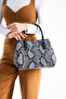 100% Genuine Leather Women's Black Snake Hand and Shoulder Bag - Handmade Italian Style Crossbody Model - 2