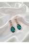 Green Stone Evening Dress Earrings - 2
