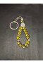 Yellow Color Glass 15-Piece Rosary Keychain - 3