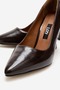 Brown Shiny Patent Leather Textured Women's Stiletto - 3