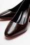 Women's Mirrored Heel Covered Block Heel Shoes; Brown Wrinkled - 3