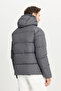 Men's Gray Cotton Standard Fit Regular Cut Hooded Casual Coat with Mock Neck Side Pockets - 6