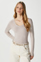 Women's Zera Lux Touch V Neck Beige Blouse - 5