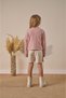 3-Piece Girls' Top and Bottom Set with Bow Detail, Cardigan, Shorts and Skirt - Powder - 2