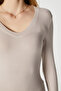 Women's Zera Lux Touch V Neck Beige Blouse - 2