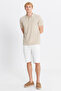 Men's Beige Standard Fit Regular Cut Polo Neck T-Shirt - 2