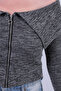 Women's Smoked Off-Shoulder Front Zipper Cardigan Arm-26K001034 - 3