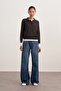 Women's Polo Neck Viscose Knitwear Sweater Anthracite