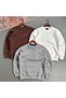 Unisex 3-Pack Brown-White-Grey or Black Relax Fit Cotton Sweatshirt