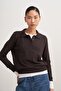 Women's Polo Neck Viscose Knitwear Sweater Anthracite - 2