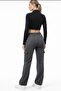 Women's Gray Melange Oversize Wide Fit 2 Thread Cargo Pocket Sweatpants-P2269 - 3
