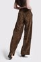 Women's Brown Color W5-81 Palazzo Fit Belt Detailed Thick Corded Fabric Velvet Velvet Fabric Trousers - 6
