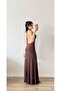 Women's Brown Draped Neck Maxi Sandy Dress - 2