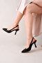 Wandy Black Women's Pointed Toe Thin Heel Slingback Strap Shoes Buckle Stiletto - 3