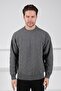 Smoked Crew Neck Embossed Knit 100% Lamb Wool Men's Knitwear Sweater - 4