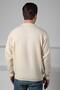 Ecru Crew Neck Stripe Detailed 100% Lamb Wool Men's Knitwear Sweater - 6