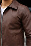 Antique Vintage Double Zipper Design Leather Jacket - 4