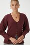 Women's Osea Premium Fitted Waist Burgundy Stylish Button Detail Peplum Blouse - 4