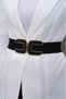 Gold Buckle Leather Detailed Elastic Belt Dress Belt Coat Belt Shirt Belt Waist Belt - 2