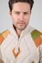 A.Beige Turtleneck Zippered Camel Green Pattern Detailed 100% Lamb Wool Men's Knitwear Sweater - 2