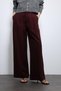 Burgundy Elastic Waist Pleated Women's Trousers - 2