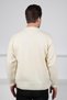 Ecru/Green Crew Neck Green and Mustard Detailed 100% Lamb Wool Men's Knitwear Sweater - 6