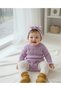 Buttoned Ruffle Sleeve Detailed Knitwear Baby Girl Bodysuit (with Bandana) (0-12 Months)