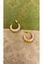 Zircon Stone Detail Double Color Hoop Earrings (Steel) - 4