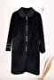 Buttoned Fur Coat with Chain Detail on the Sleeve