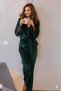 Luxury Velvet Lace Detailed Stylish Belted Dressing Gown & Pajama Set - 5
