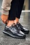 Yg179 Sporty Runner Men's Casual Lace-Up Patent Leather Parachute Fabric Sports Sneaker Shoes Rpkst - Black - 3