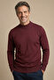 Men's Dad Burgundy Solid Color Half Turtleneck Knitwear Sweater