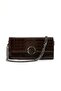 100% Genuine Leather Women's Clutch Brown Hand and Shoulder Bag - Handmade Italian Style Chain Strap Model