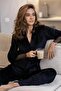 Luxury Velvet Lace Detailed Stylish Belted Dressing Gown & Pajama Set - 5