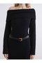 Seasonal Deals from Rmz Clothing Black Boat Neck Belted Knit Dress - 3