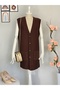 Women's Boat Neck Long Knit Vest Sleeveless Buttoned Pocketed for Daily Use - 6