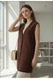 Women's Boat Neck Long Knit Vest Sleeveless Buttoned Pocketed for Daily Use - 5