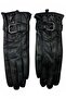 Women's Belt Buckle Lined Genuine Lambskin Leather Gloves - 3