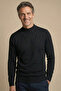 Men's Dad Black Solid Color Half Turtleneck Knitwear Sweater