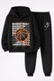 Basketball Design Printed 3-Ply Quality Sweatshirt and Trackpants Children's Top-Bottom Set
