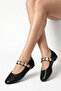 Luxora Black Snake Leather Model Accessory Ballerina Daily Ballerina Office Shoes Stc1204 - 3