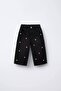 Silvery Star Printed Wide-Leg Girls' Denim Pants (Comfortable Fit)