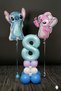 8 Year Old Lilo and Stitch Birthday Concept Blue Number Balloon Column Flying Balloon Set of 2 Stitch and Lilo