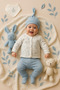 Baby Boy 0-3 Months Hospital Release Zibin Set Newborn New Generation Patterned