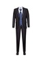Black Groom Suit Set - Slim Fit Suits with Detachable Collar & Navy Blue Patterned Vest & Accessories - 2