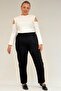 59043 Large Size High Waist Elastic Steel Pants - Black - 2