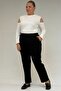 59043 Large Size High Waist Elastic Steel Pants - Black - 4